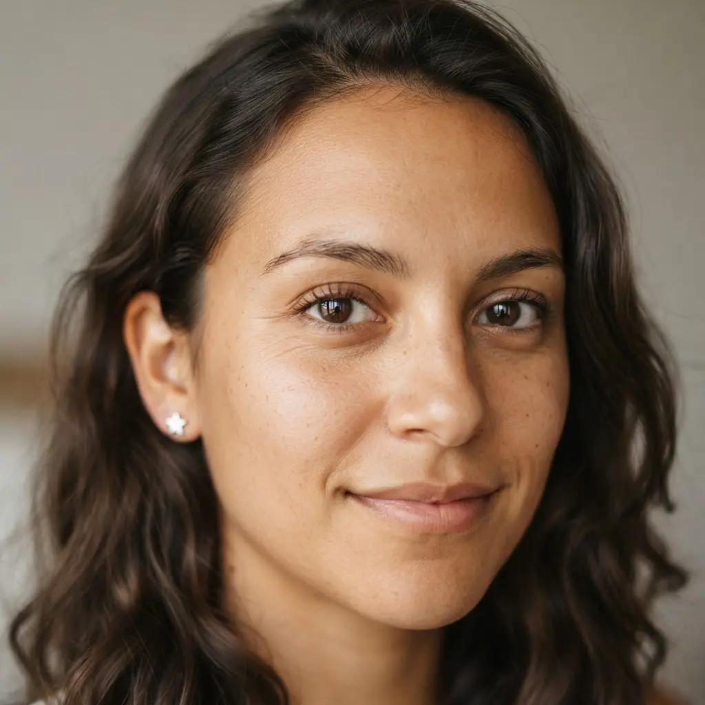 Close-up of expressive eyes and a star earring in a unique feature profile picture idea.