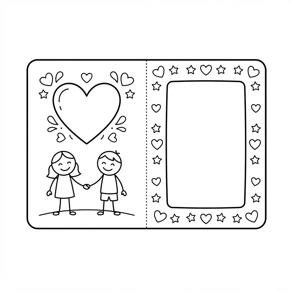 Folded card design with space for personal message and decorations.