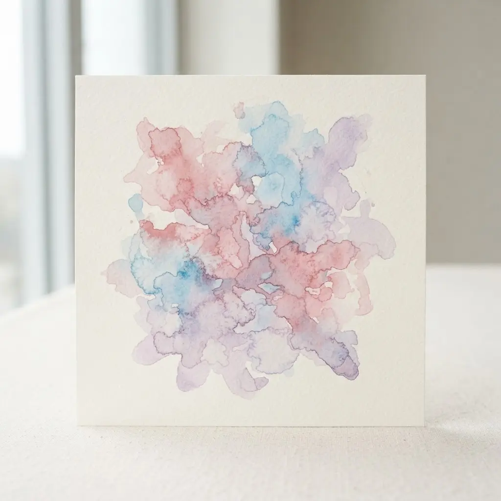 Abstract watercolor splash with blue and pink washes, an artistic profile picture idea with loose painted edges.