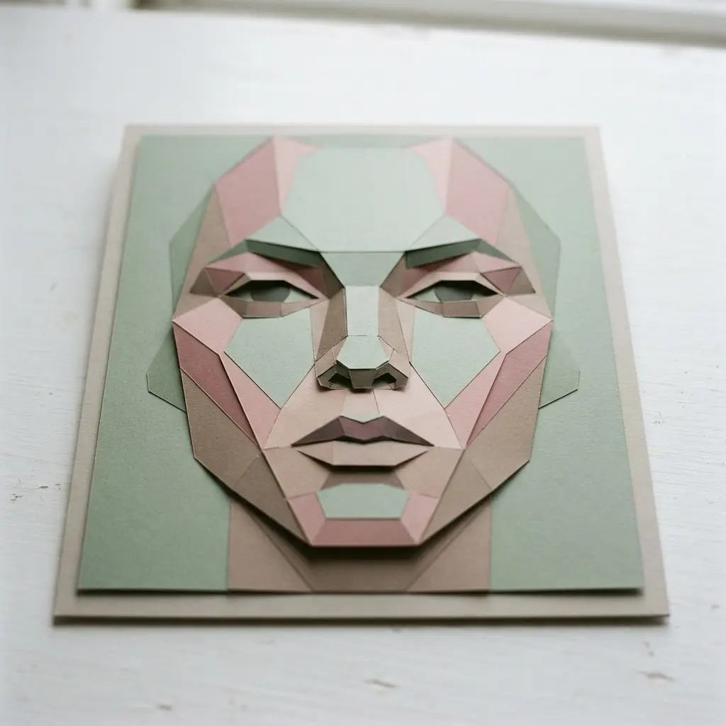 Minimalist geometric portrait in a digital graphic style for a clean profile picture presentation.