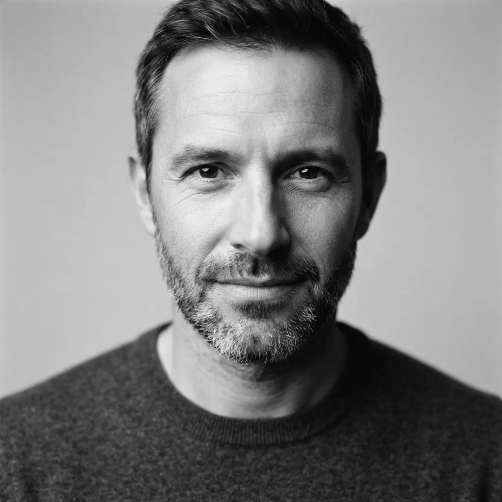 Artistic black and white headshot with clear facial focus for a polished profile picture choice.