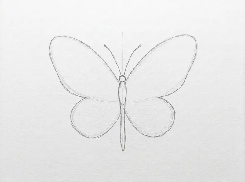 A pencil butterfly with mirrored wings, a slender body, and two curved antennae.